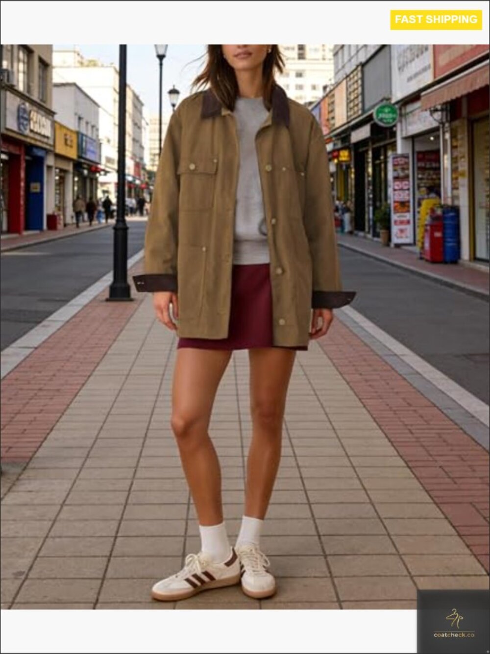 Oversized Utility Cotton Jacket Corduroy Collar Vintage Workwear Pockets - Picture 5 of 7